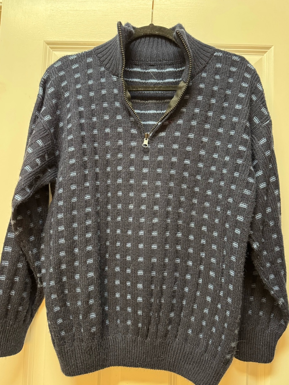 Alpaca navy blue quarter zip sweater